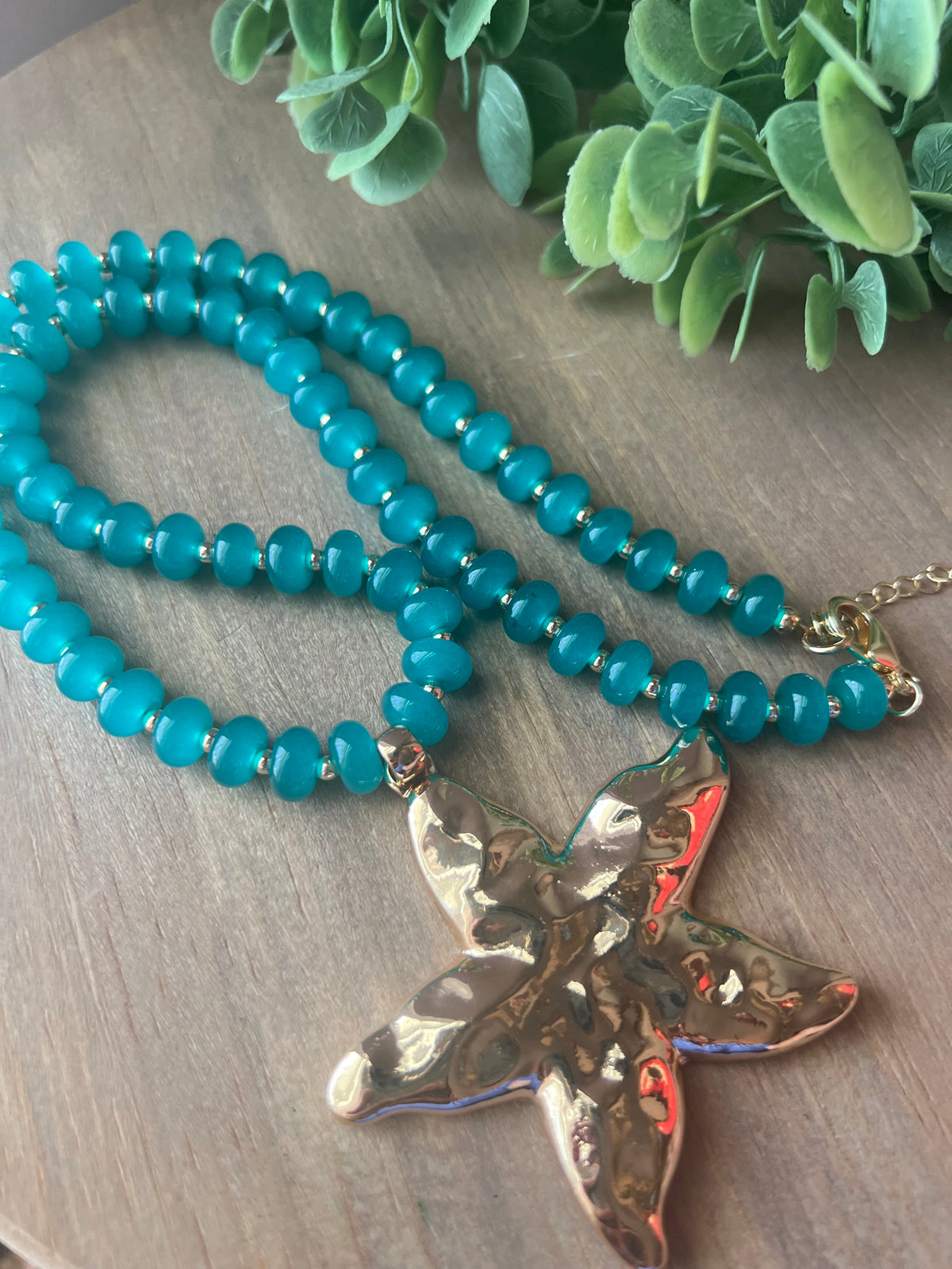 Teal Starfish Necklace