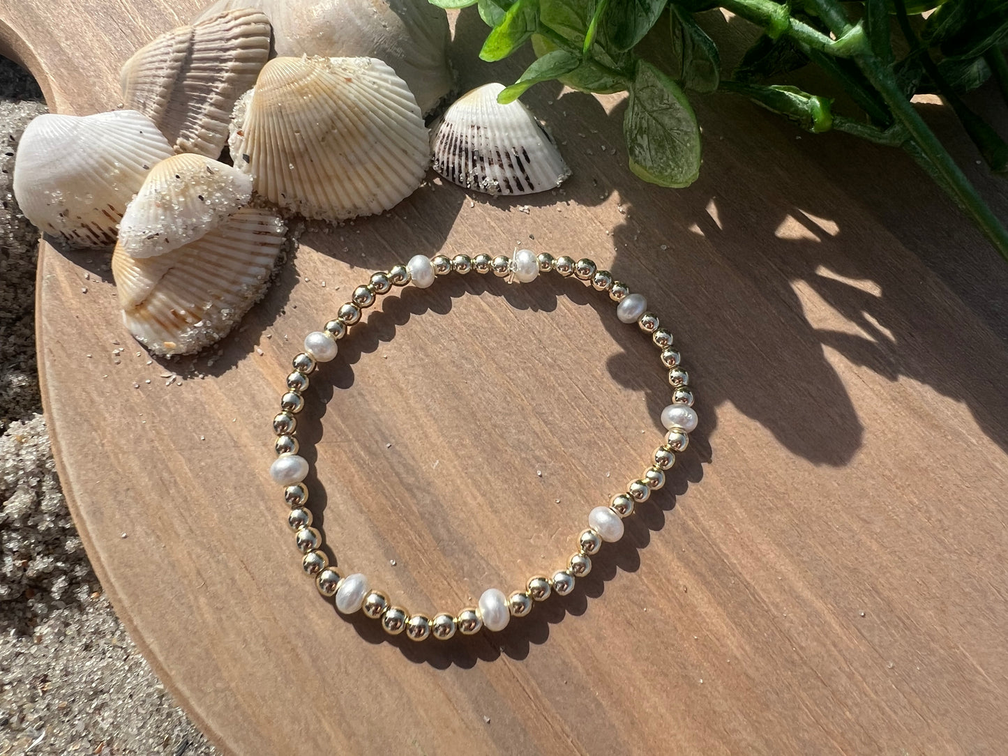 Gold Bracelet with Pearl Accents