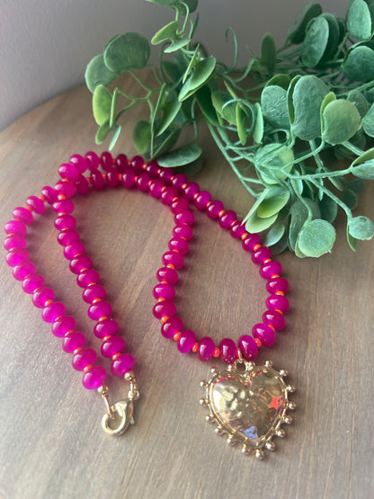 Pink Sunset Heart Necklace