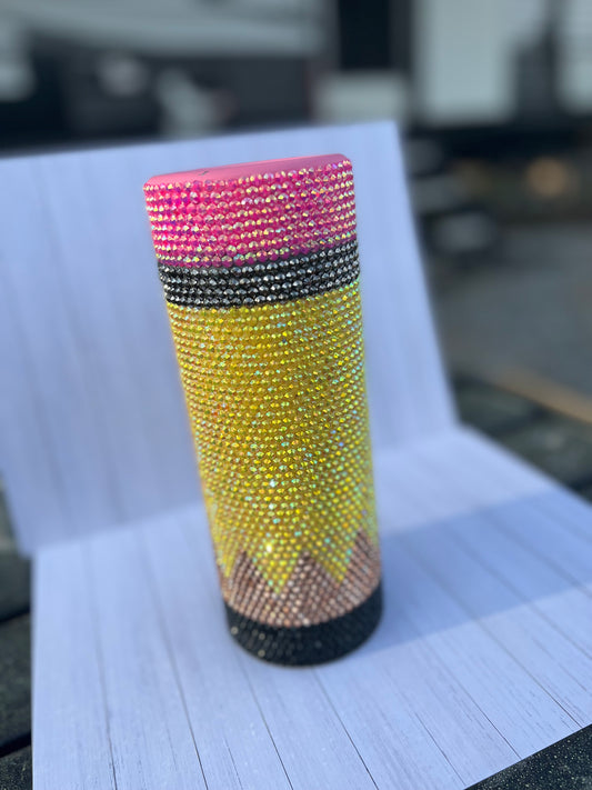Pencil Rhinestone 20oz Tumbler