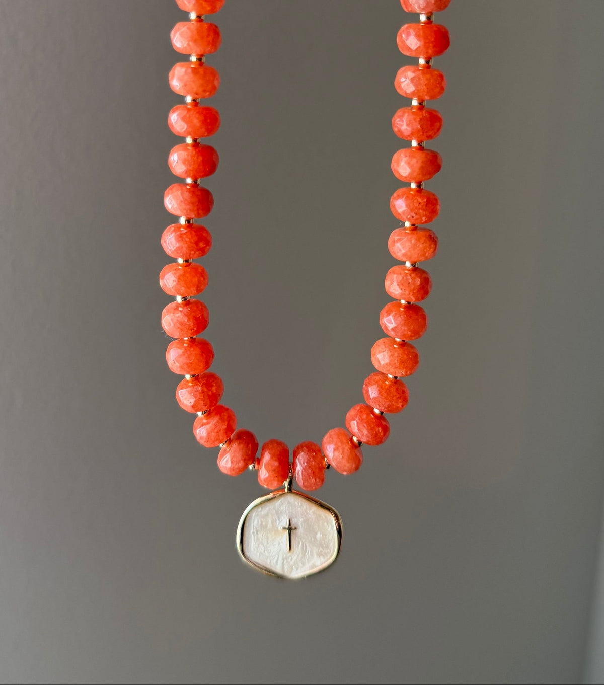 Tangerine Cross Necklace