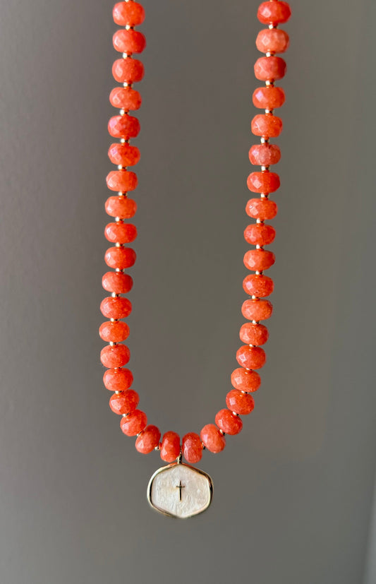 Tangerine Cross Necklace