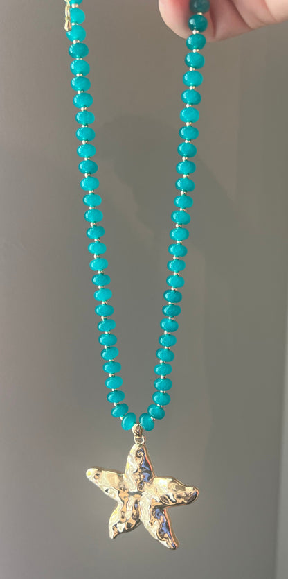 Teal Starfish Necklace