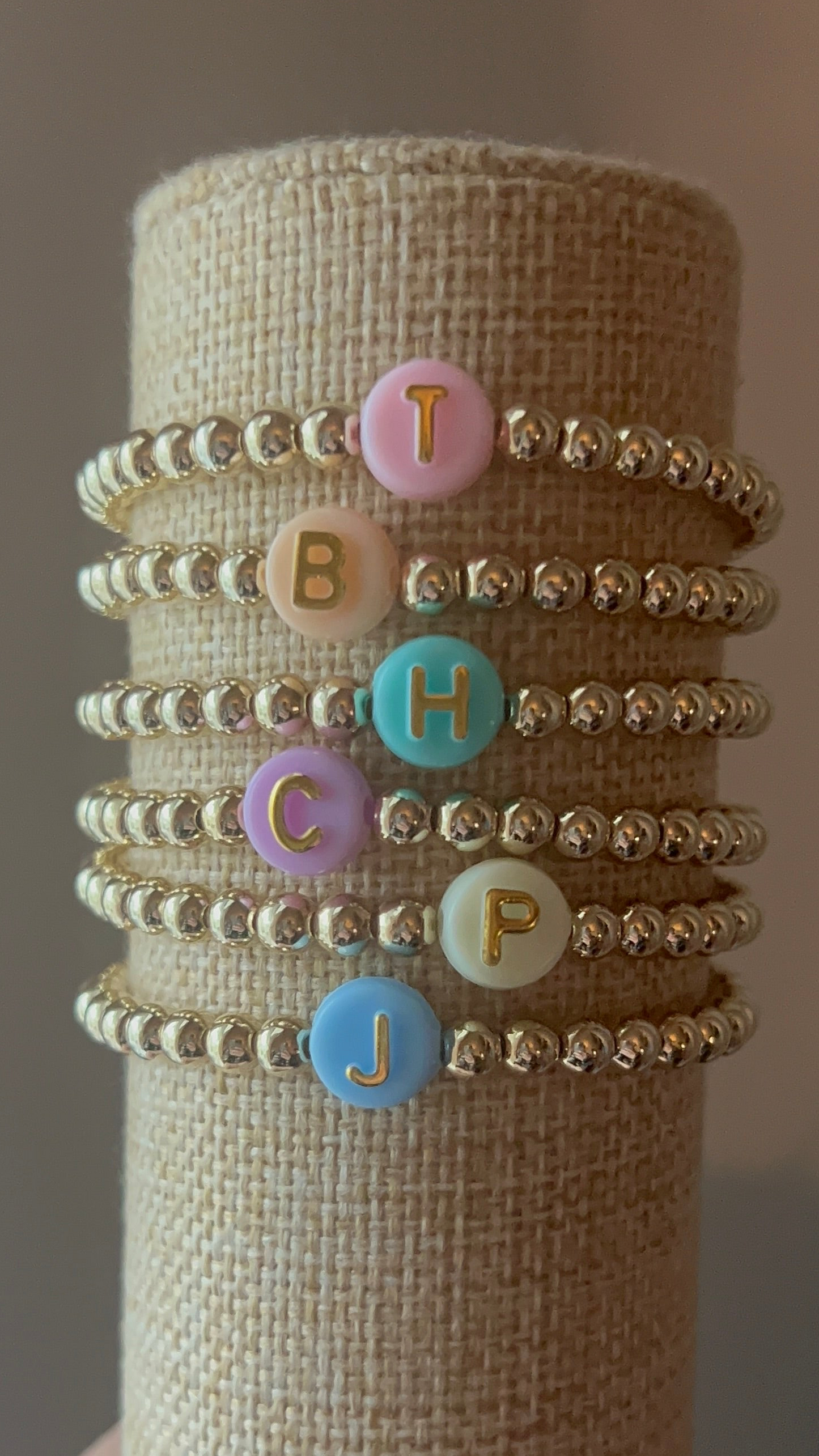 Pastel Initial Gold Bracelet