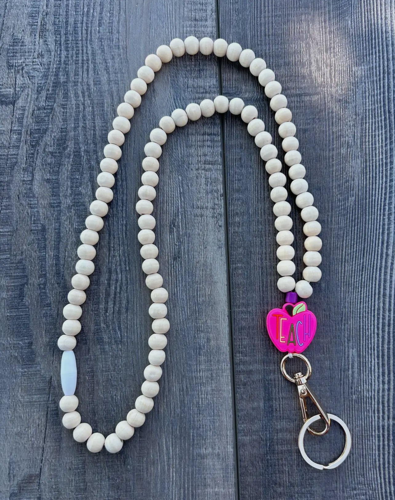 Pink Apple Teach Lanyard