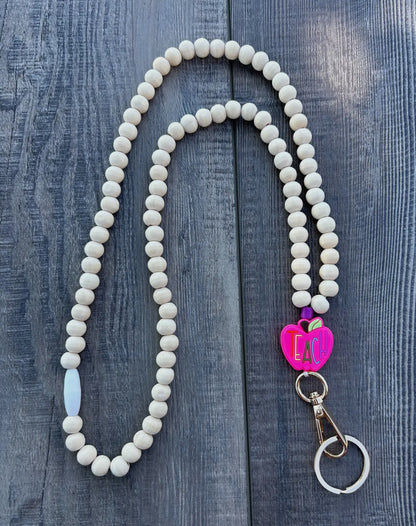 Pink Apple Teach Lanyard