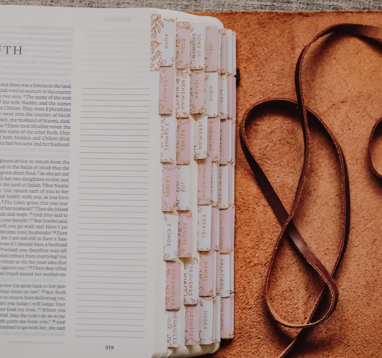 Gold Foil Bible Tabs in Dusty Pink