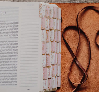 Gold Foil Bible Tabs in Dusty Pink