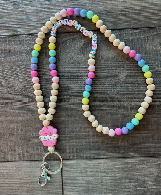 Sprinkle Kindness Cupcake Lanyard