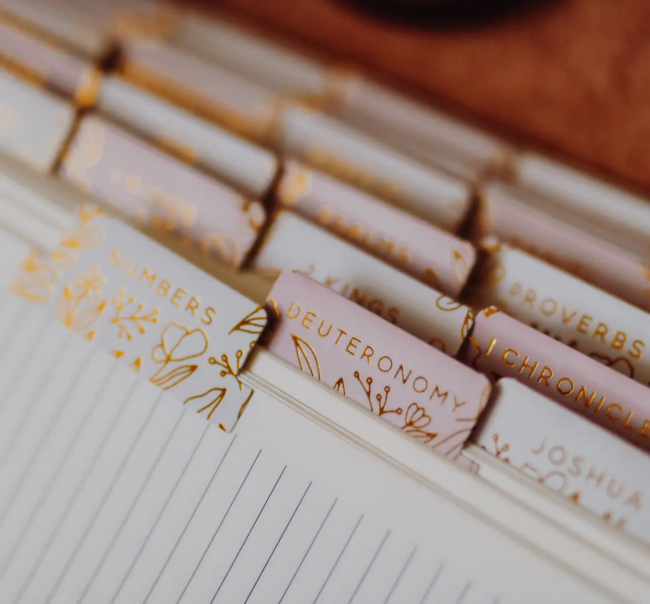 Gold Foil Bible Tabs in Dusty Pink