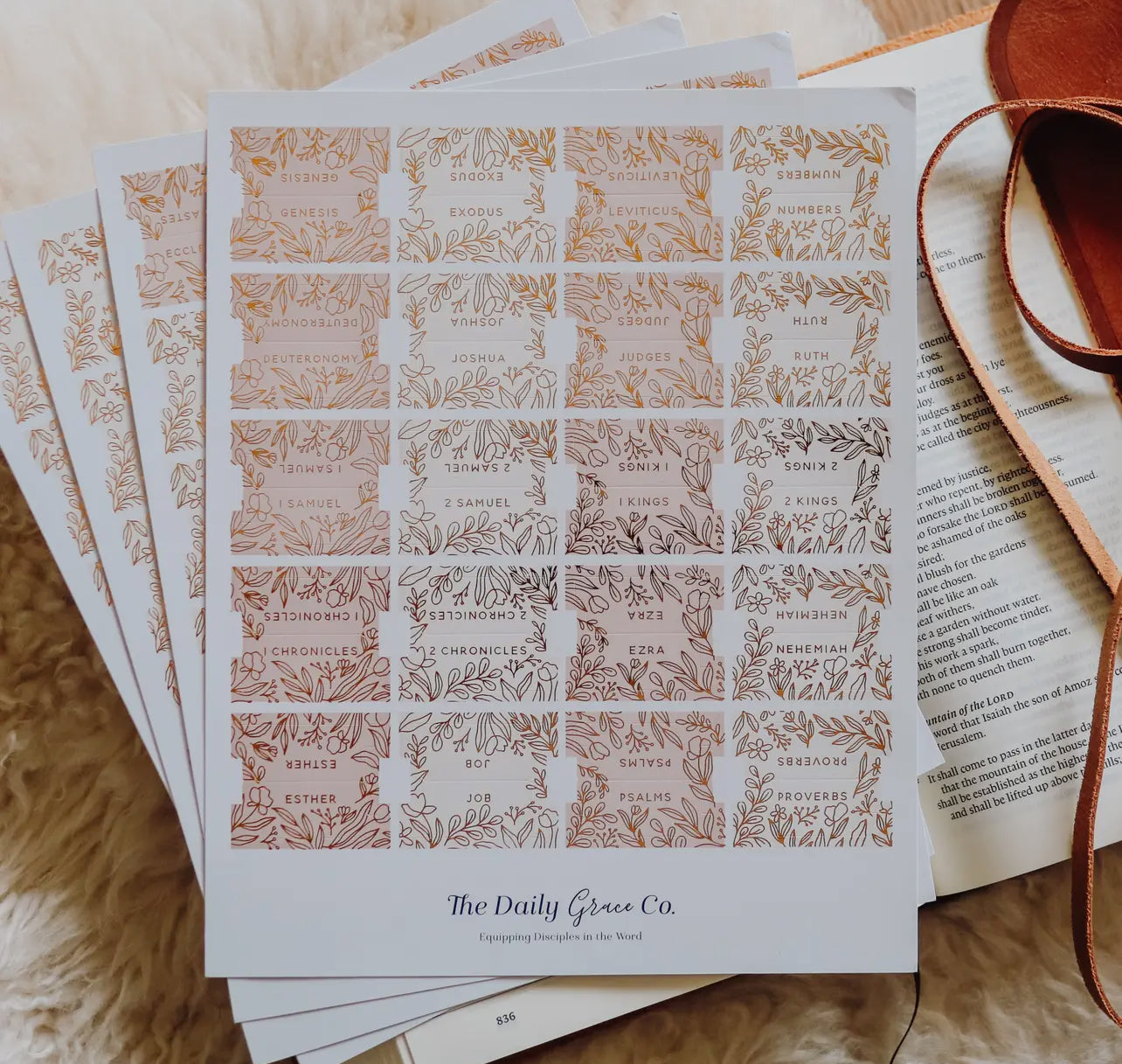 Gold Foil Bible Tabs in Dusty Pink