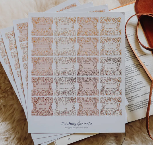 Gold Foil Bible Tabs in Dusty Pink
