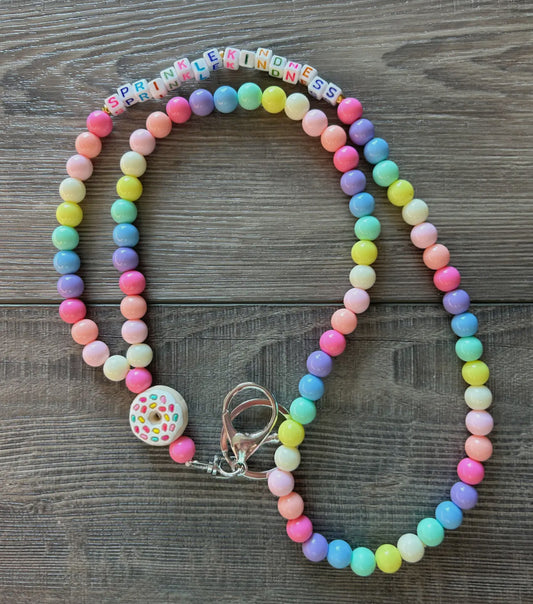 Beaded Teacher Lanyard with Donut Charm