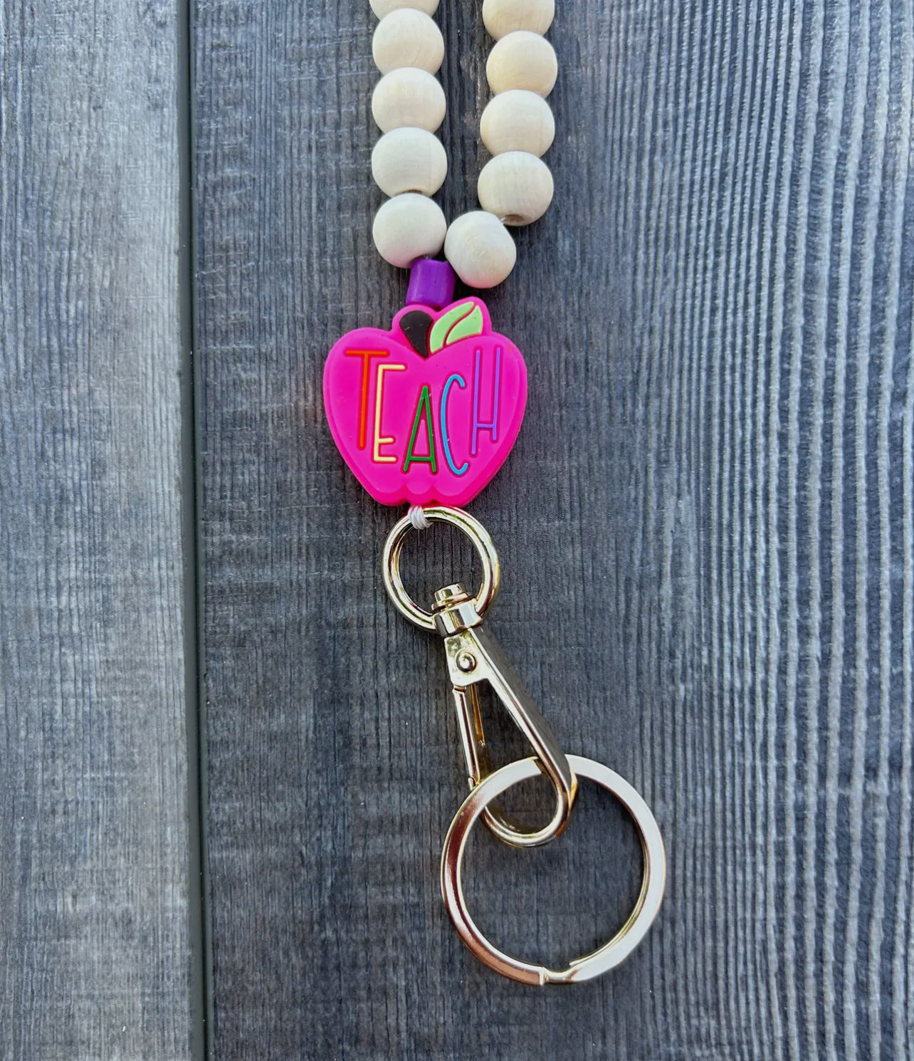 Pink Apple Teach Lanyard