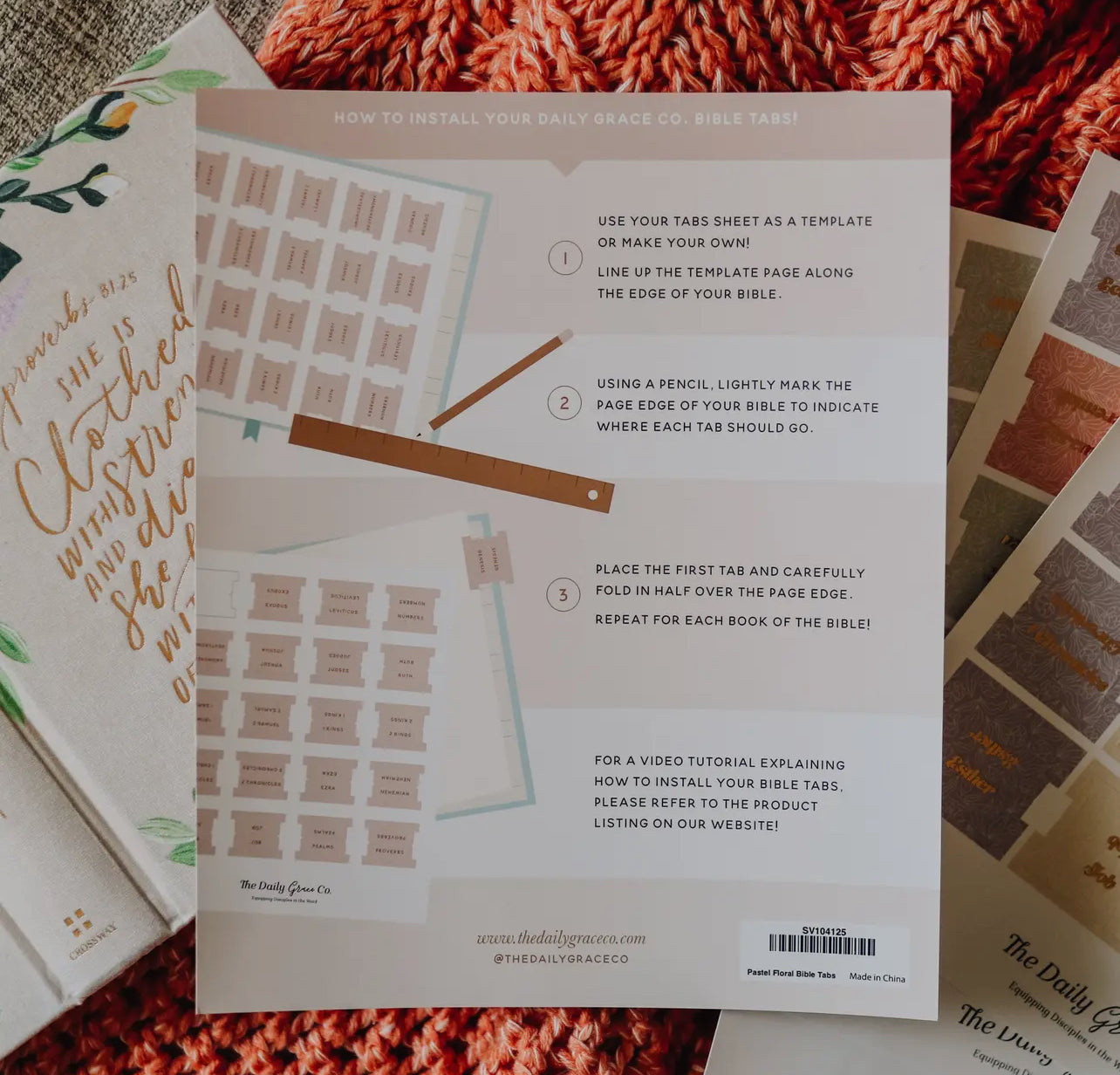 Gold Foil Bible Tabs in Dusty Pink